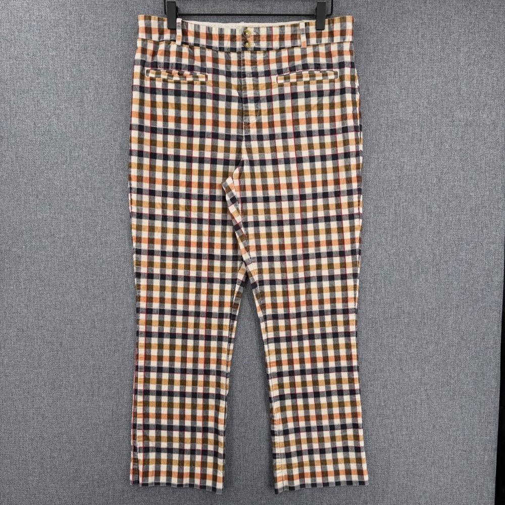 Anthropologie Essential Collection Plaid Corduroy Straight Leg Trouser Pant 12